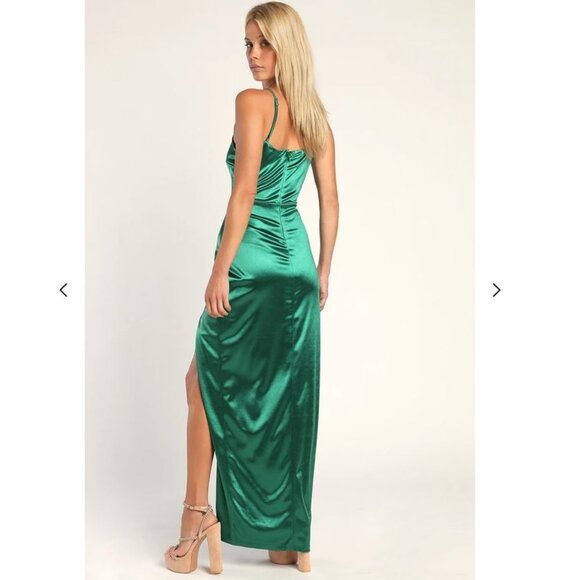 Lulu's Satin Column Maxi Dress - Picture 2 of 2